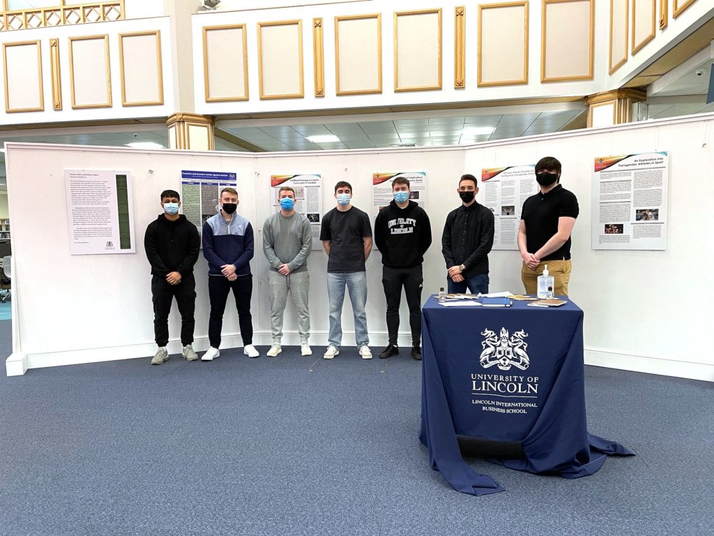MSc International Sports Business Management Students and their exhibition at Lincoln Central Library
