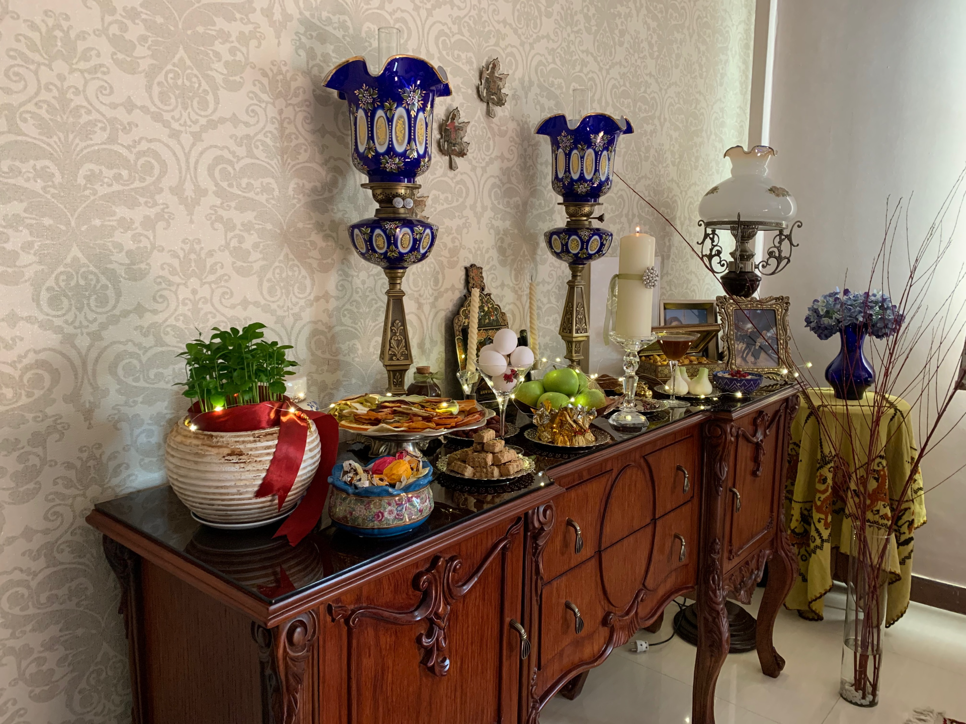 Traditional food laid out for celebration of Nowruz